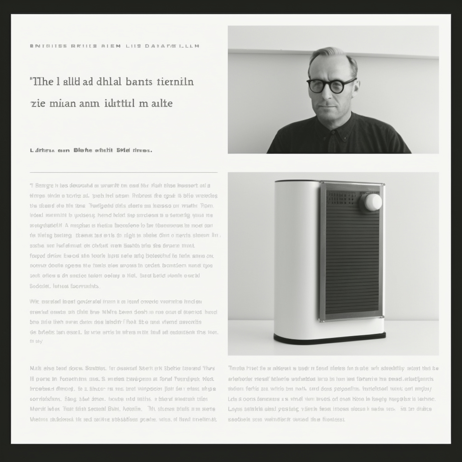 An imagined blog layout by Dieter Rams